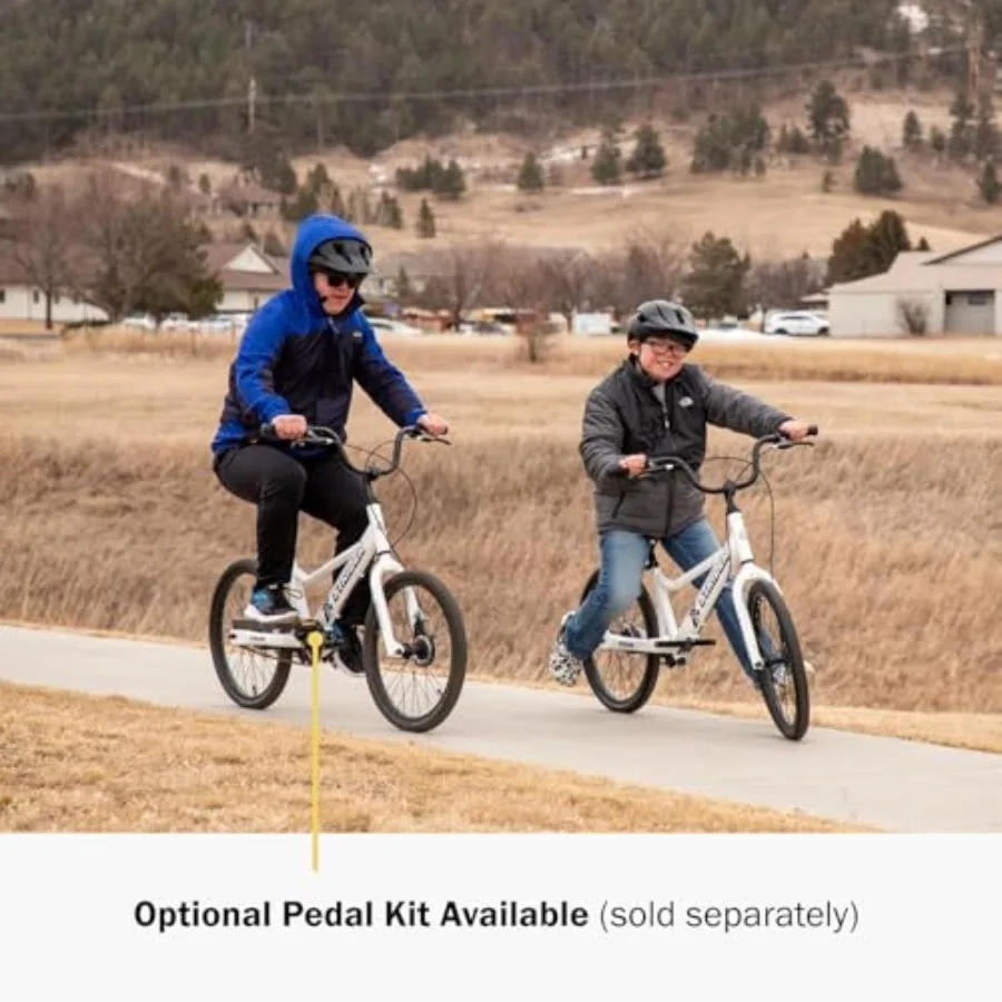 White - Learn-to-Ride Balance Bike for Ages 8+ - Includes Dual Drum Handbrakes & Kickstand - Easy Assembly & Adjustments