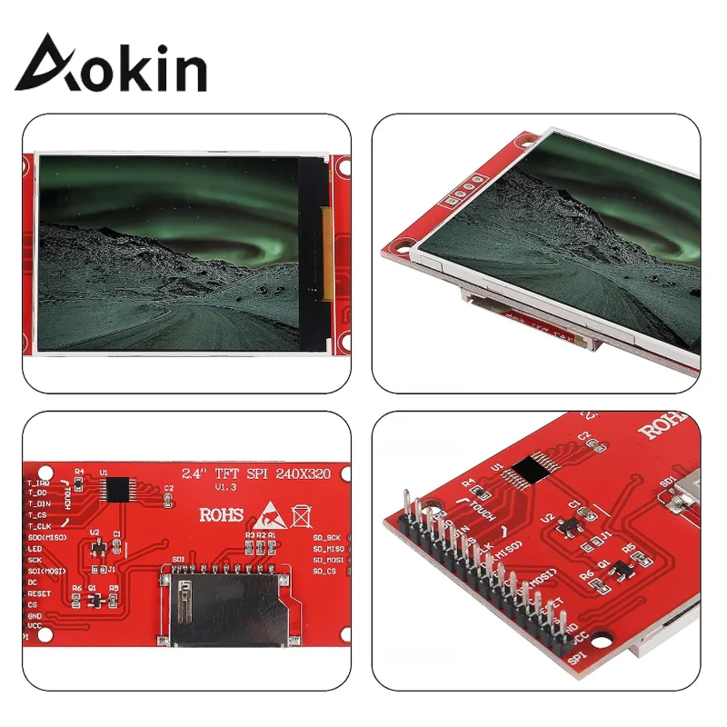 Aokin 2.4/2.8/3.2/4.0 Inch SPI TFT LCD Touch Panel Serial Port Module ILI9341 240x320 Serial LED Display