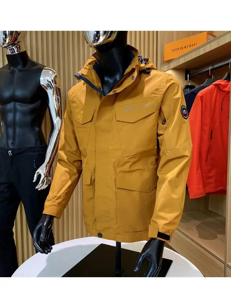 

ex Hooded Jaet Windproof Waterproof Outdoor Sports Coat Multiple kets Detachable Workwear Large Size Spring Autumn W...