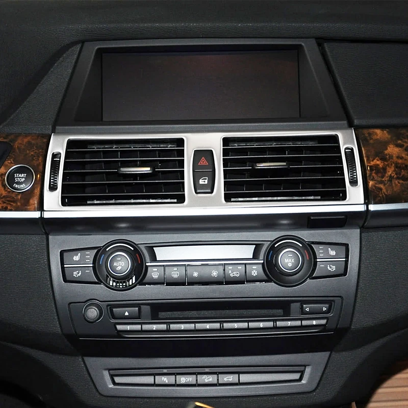 ل BMW X5 X6 X7 E70 E71 اكسسوارات الفولاذ المقاوم للصدأ تعديل الداخلية سيارة منفذ الهواء المركزي مجموعة الديكور إطار ملصق الكسوة