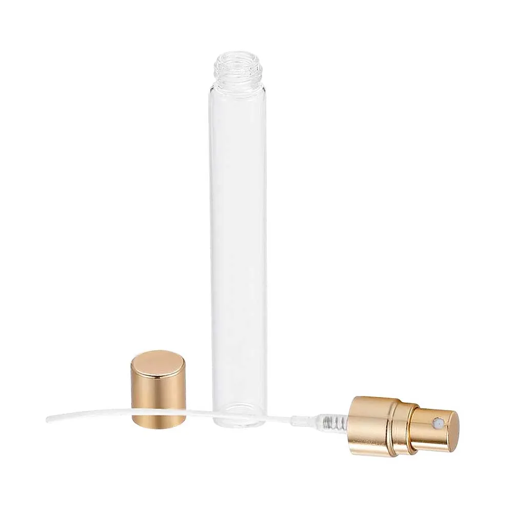 20/30/50/100pcs 2ml 3ml 5ml 10ml Mini Gold Cap Perfume Bottle Sample Vials Empty Transparent Glass Mist Spray Bottle Atomizer