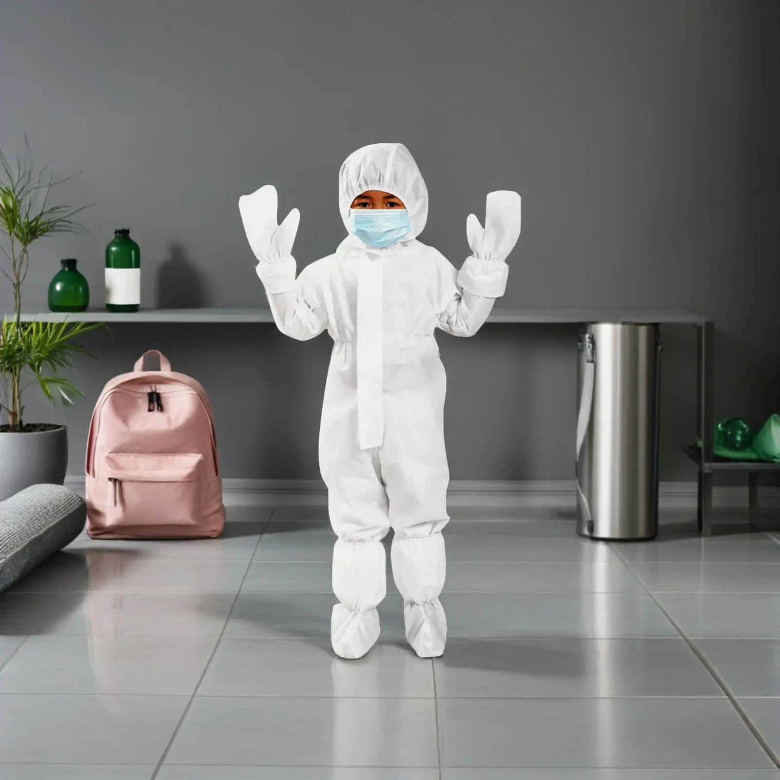 Children One-Piece Disposable Protective White Breathable Lightweight Outdoor Travel Sports Size L Gloves Shoe Covers