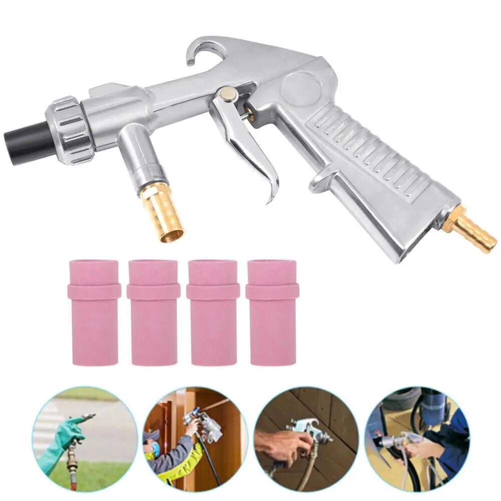 1 Set Air Sandblasting Gun Kit With Siphon Feed Nozzles Multipurpose Pipe Sand Blaster For Car Surface Polishing Tool