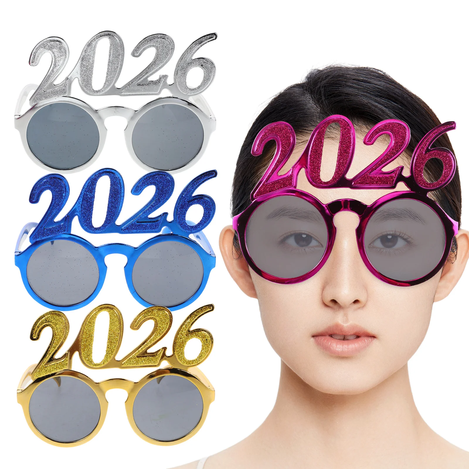 

4Pcs 2026 Graduation Glasses Sparkly New Year Party Eyewear for Photo Booth Props Eve Celebration Festive Number Accessories