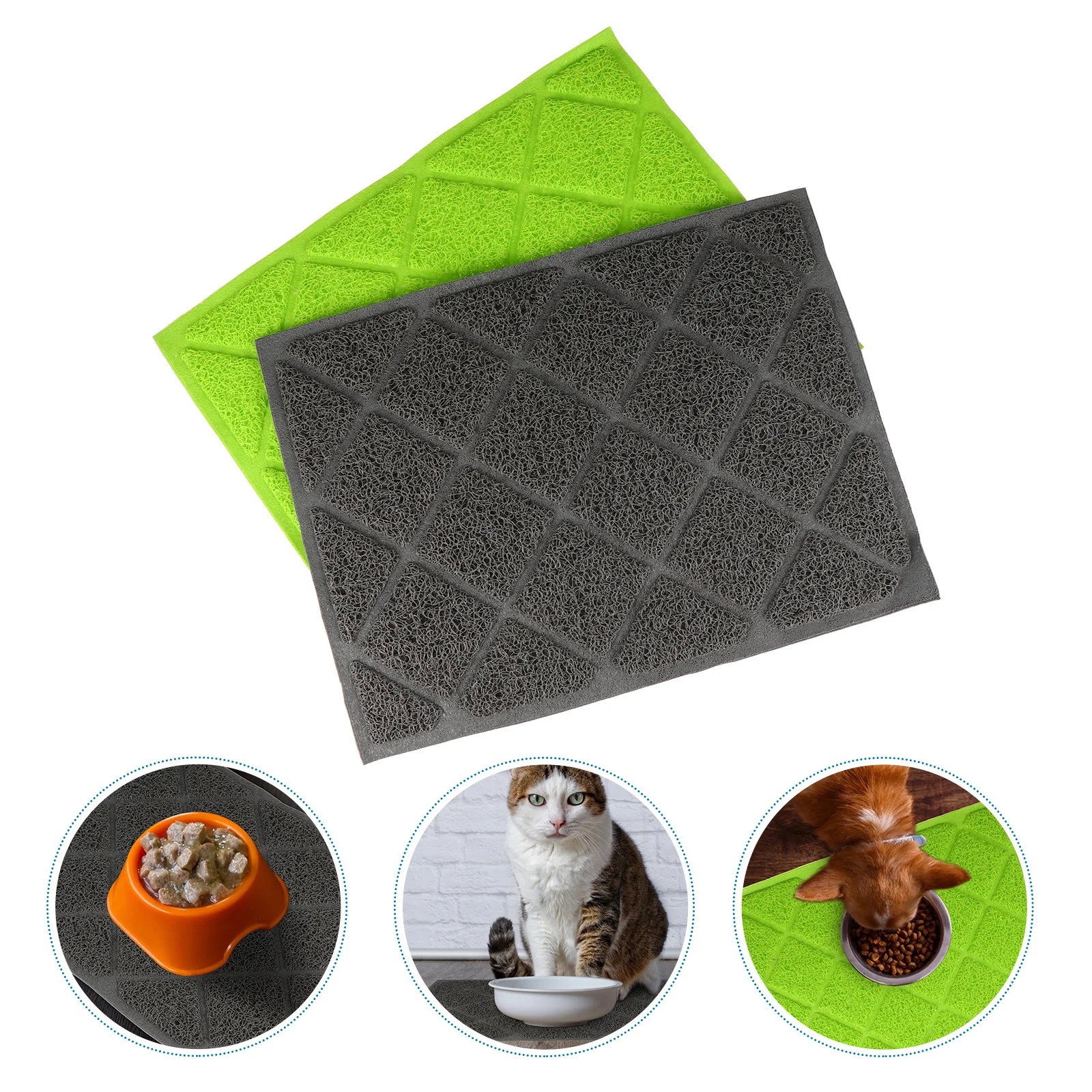 

2pcs Pet Mat Cat Feeding Pad Spill Proof Waterproof Non Slip Roll Up Storage Pvc Durable Comfortable For Sensitive Paws Pet