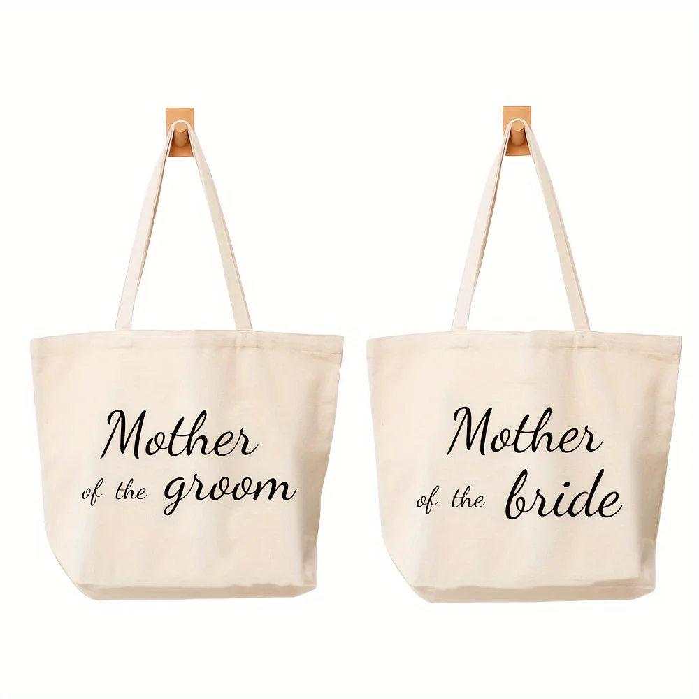 1pcs Mother of Bride/Mother of Groom Canvas Bag Wedding Decoration Gift Bag Wedding Gift Bag for Mom，Bridal Shower Favor Gifts