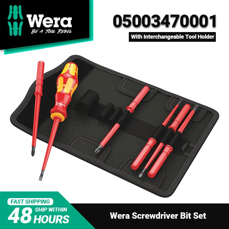 WERA Tool 05003470001 VDE Insulated Screwdriver Bit Set Ergonomic Interchangeable Tool Holder Convenient Replacement 323Grams