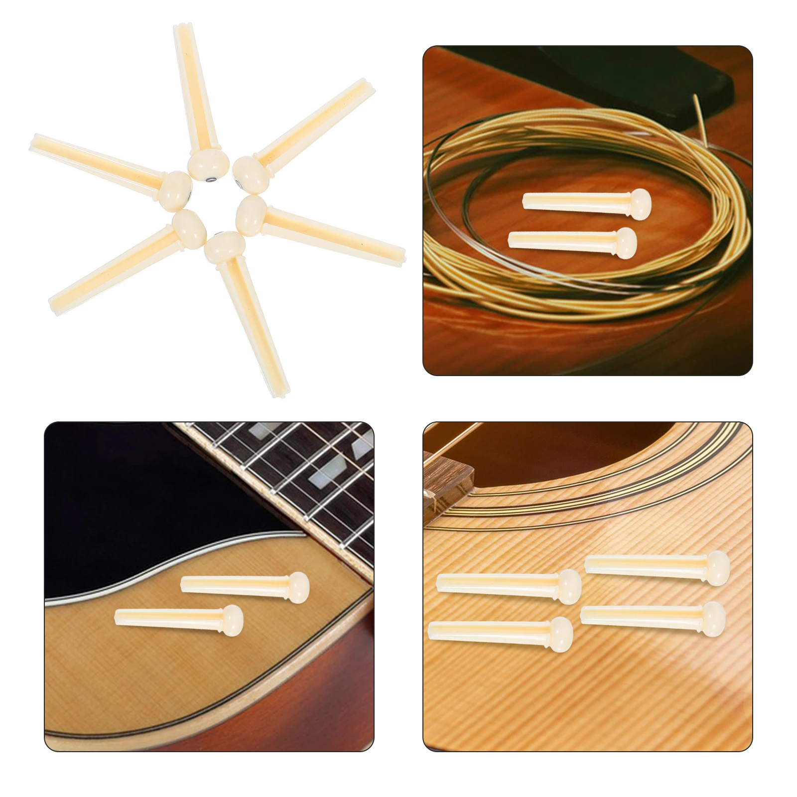 Pasadores de puente de guitarra acústica, clavijas de tono de latón de repuesto para piezas de bajo de 6 cuerdas Fenda, profesionales resistentes, 6 uds.