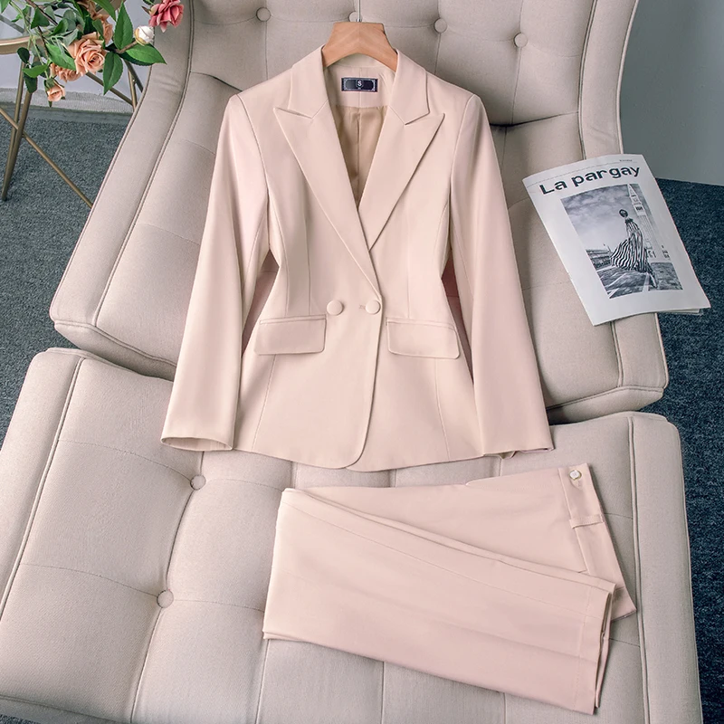 Green Pink Black Solid Women Pant Suit 2 Piece Set Office Ladies Female Business Work Wear Formal Blazer Jacket And Trouser