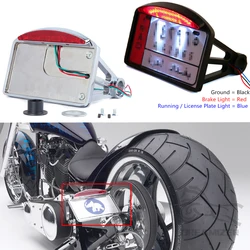 Motorcycle License Plate LED Tail Light Horizontal Side Mount Bracket Holder For Harley BWM Honda Bobber Chopper Custom Touring