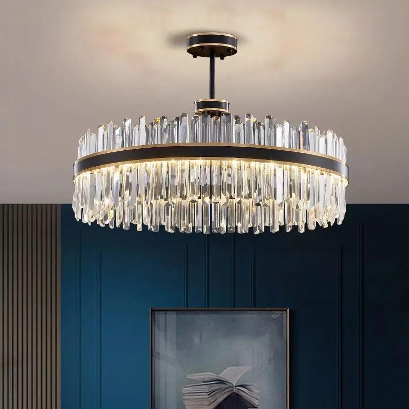 The main lamp in the living room is light and luxurious, and new black ring dining room is crystal chandelier in bedroom