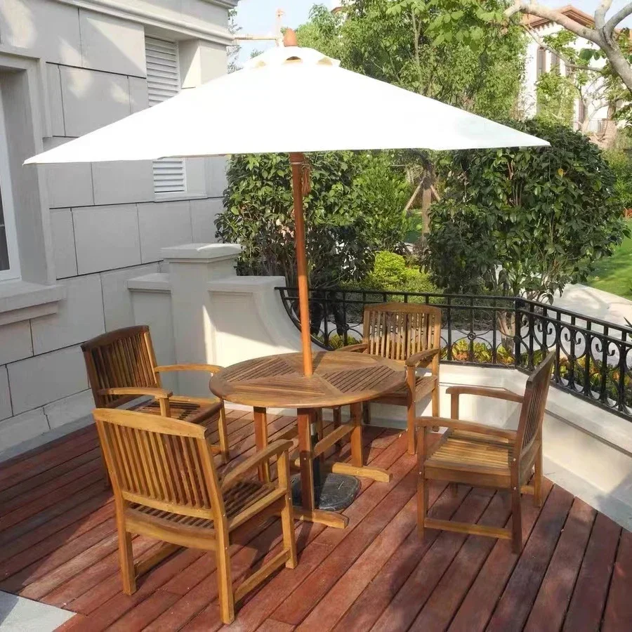 

2026 Garden Beach Patio Sun Canvas Waterproof Parasol Iron Outdoor Restaurant Umbrella