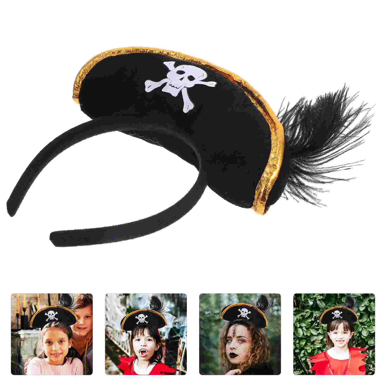 

Skull Hat Headband Halloween Costumes for Adults Pirate Props Witch Party Non-woven Fabric Cosplay Headbands Miss