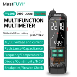 MASTFUYI fyfyb büyük ekran dijital multimetre AC DC gerilim akım 9999 sayısı True RMS otomatik aralığı USB şarj voltmetre Tester