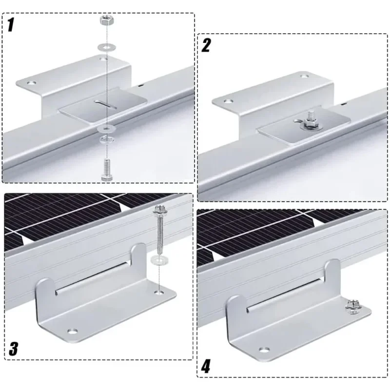 Support de panneau solaire Z pour délit de toit de panneau solaire, support de panneau solaire, support rapide Z, toit plat, Hurhomes, 8 pièces