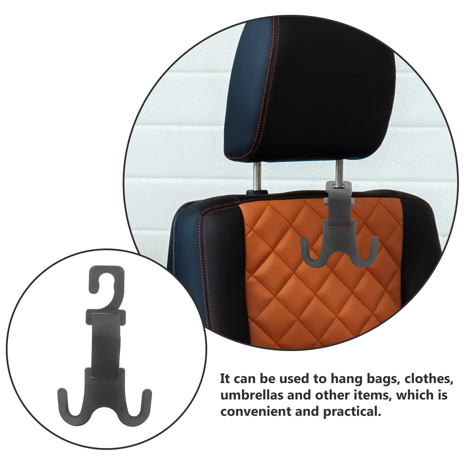

4pcs Back Hooks For Headrest Durable Abs Space Saving Multifunctional Purse Bag Holder Automotive Interior Organizer Easy