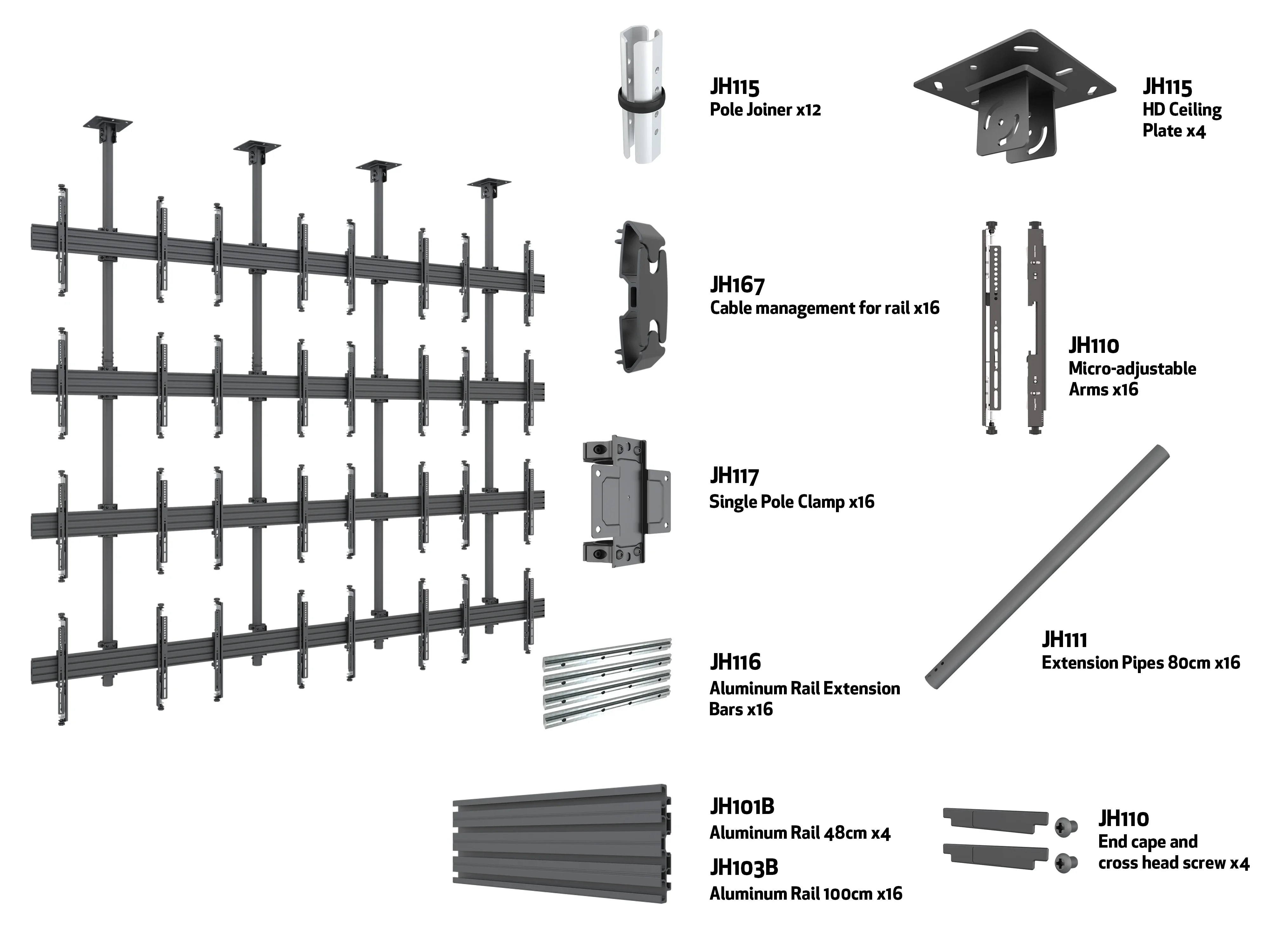 Modular Design TV Ceiling Bracket For multiple Screens