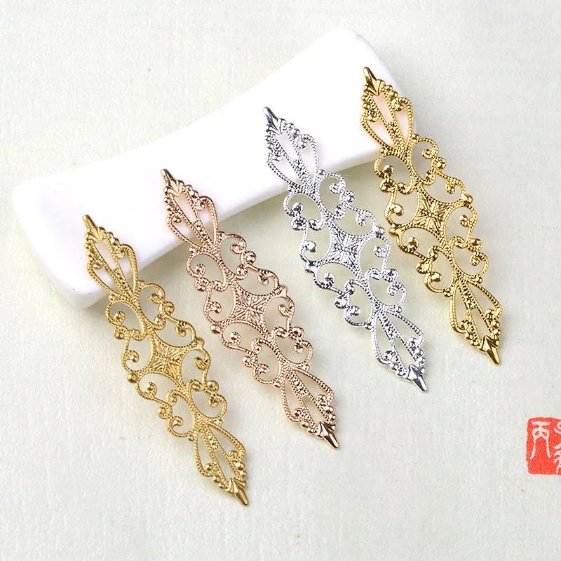 

100 pieces set DIY handmade materials pure copper auspicious cloud hollow flower piece rhombus antique hairpin jewelry hair