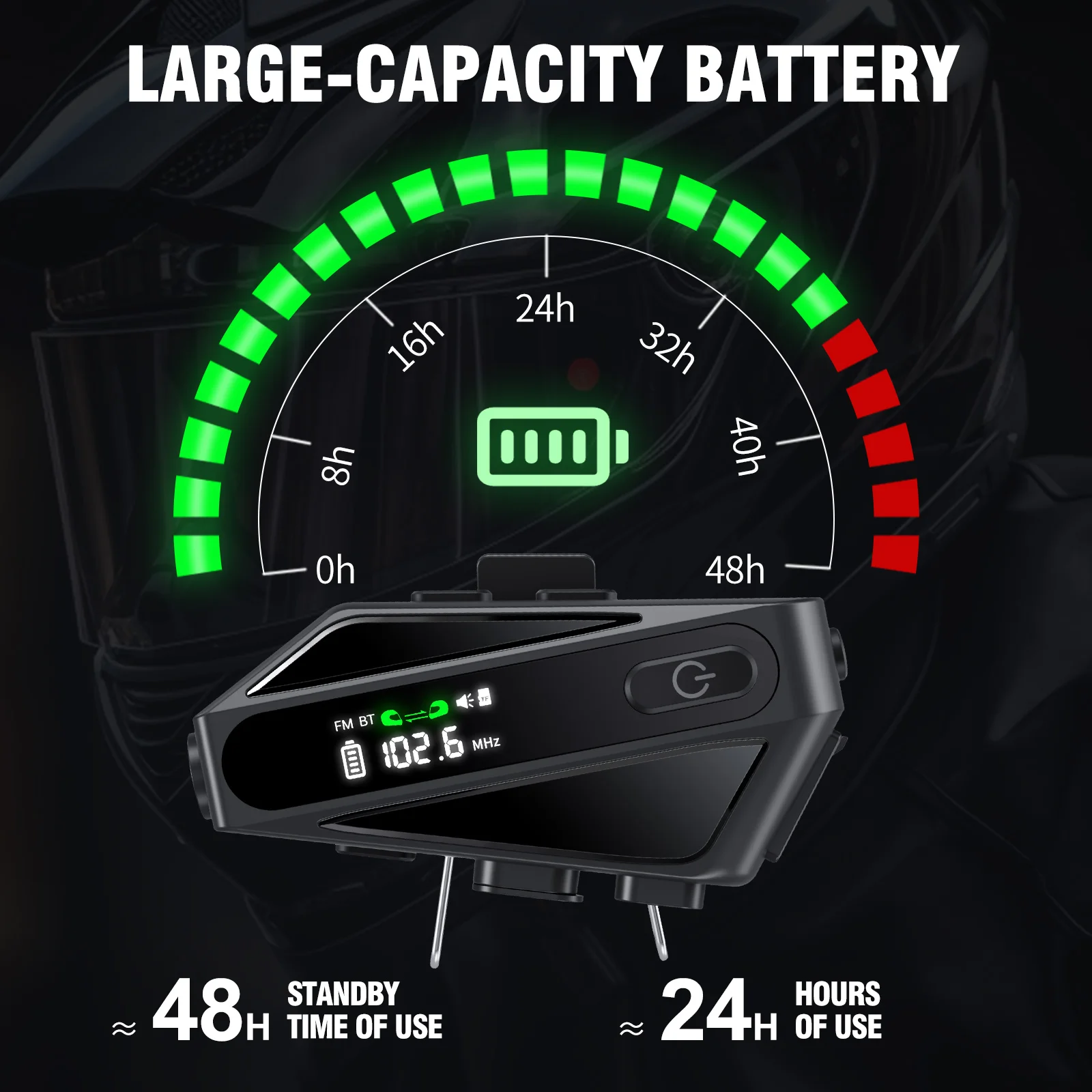 1/2PC C6 Motorcycle Helmet Bluetooth Intercom Headset AI Distance Led Lighting FM Voice CVC Noise Reduction IPX5 Waterproof