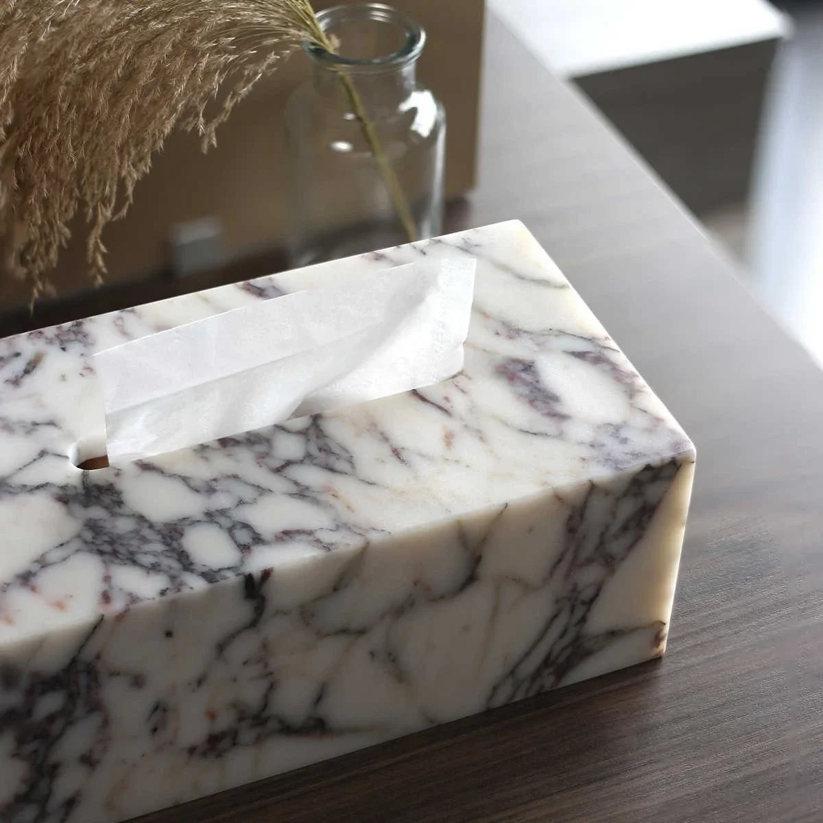 25x14x10 سنتيمتر الفاخرة كالكاتا فيولا الأرجواني الرخام الطبيعي البيج حجر الترافرتين الأنسجة صندوق حامل