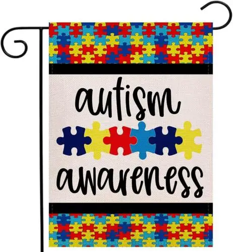 Autism Awareness Garden Flag 12.5 X 18 Inch Vertical Double Sized Puzzle Piece I