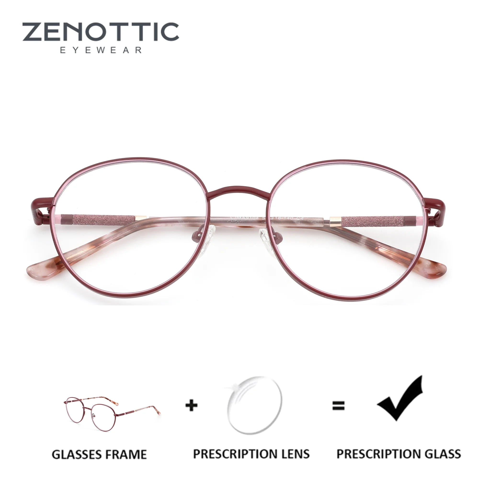 

ZENOTTIC (размер L) Металлические круглые очки по рецепту для женщин, мультифокальные оптические линзы, очки с защитой от синего света, очки для коррекции близорукости