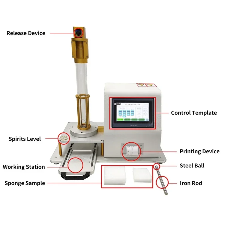 Foam Drop Ball Rebound Resilience Tester Drop Ball Impact Test Machine