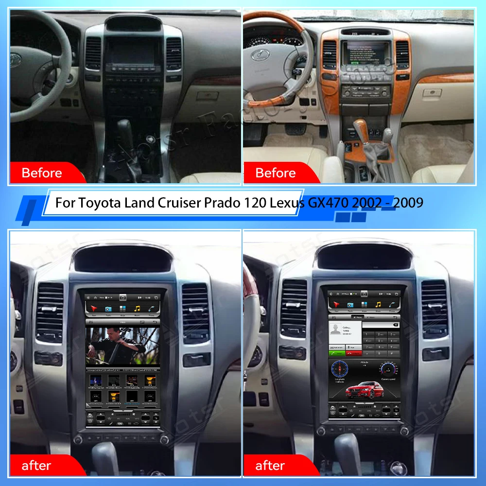 

Автомагнитола 2 Din для Toyota Land Cruiser Prado 120, Lexus GX470, 2002-2009, Android, стереоприемник, GPS-навигатор