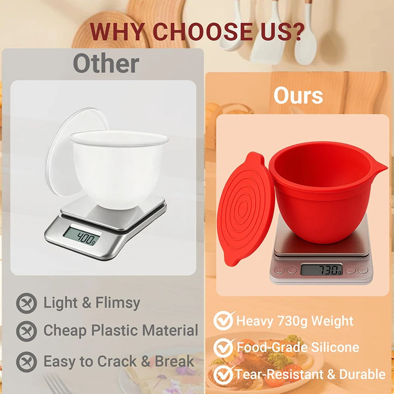 Pelapis Mangkuk Silikon 4.5–5 QT Dengan Tutup Kompatibel Dengan Mixer Kitchen Aid Tilt-Head 4.5/5 Quart