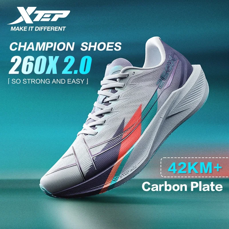 

Xtep 260X 2,0 2024, марафонские кроссовки для мужчин, гоночная карбоновая пластина, амортизирующая мягкая подушка, спортивная повседневная тренировочная обувь 975119110032
