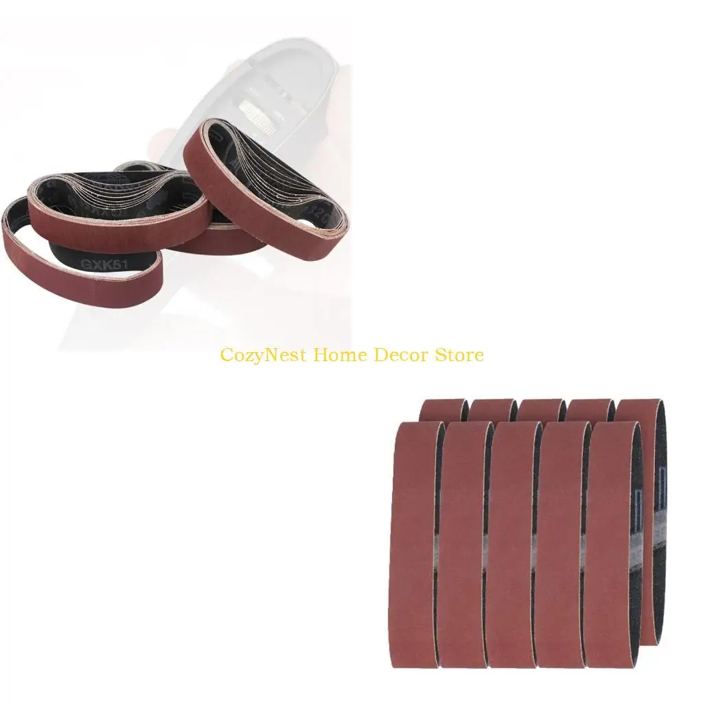 

92MF 10 Pcs/Set Sanding Belts 25x330mm Abrasive Belt Anti-clogging Functions Sanding Band 120/320/600 Grits for Wood Sanding