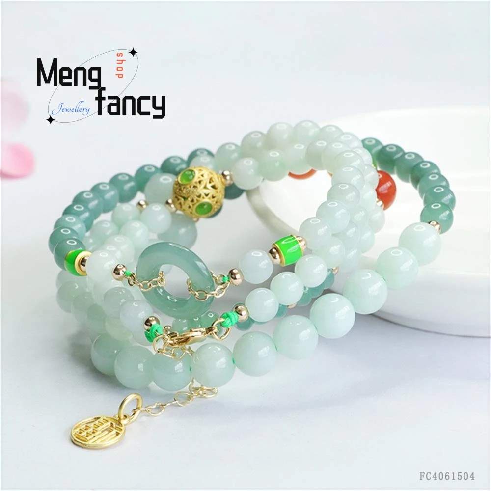 Natural A-goods Jadeite Necklace Blue Water Ping On Buckle Jade Stone Bracelet Exquisite High-grade Luxury Quality Fine Jewelry