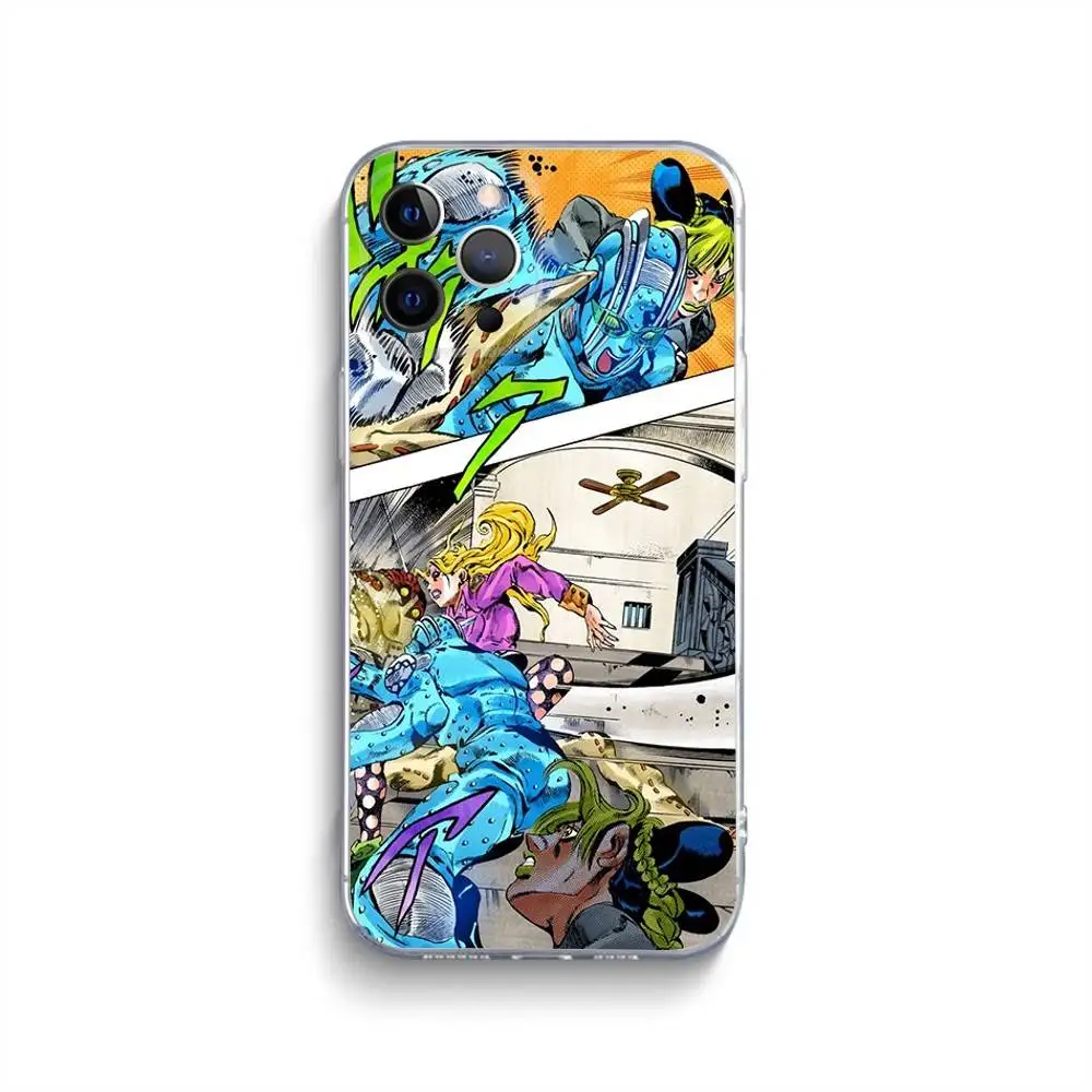 J-Jojo Bizarre Funda de teléfono para iPhone 16,15,14,13,12,11,Pro,Max,Xs,Xr,X,7,8,Plus,Mini Funda transparente de silicona
