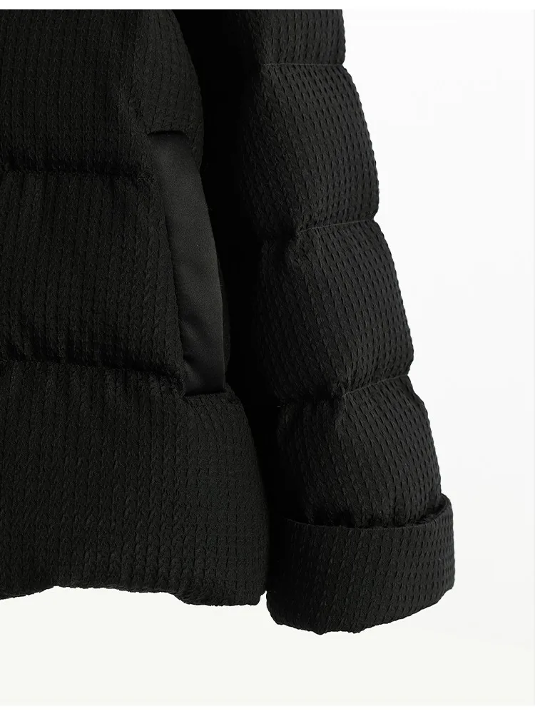 Women's New Chinese Style Goose Down Jacket with Button Detail, 2026 New Model, Made of Real Silk Guanle Crepe Fabric