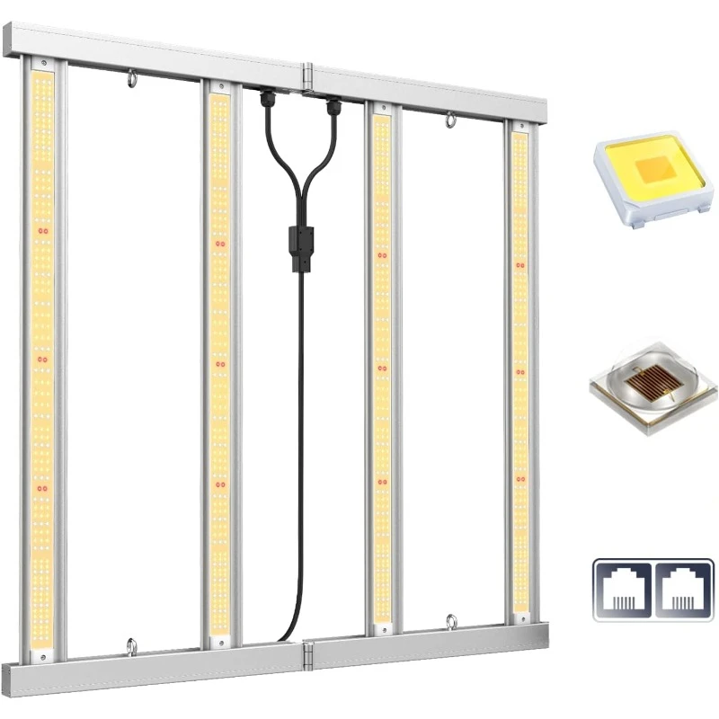 LED Grow Light 320 watt, Uniform PPFD Dimmable Daisy Chain 4 Bars Grow Lights for Indoor Plants Full Spectrum Plant Growing