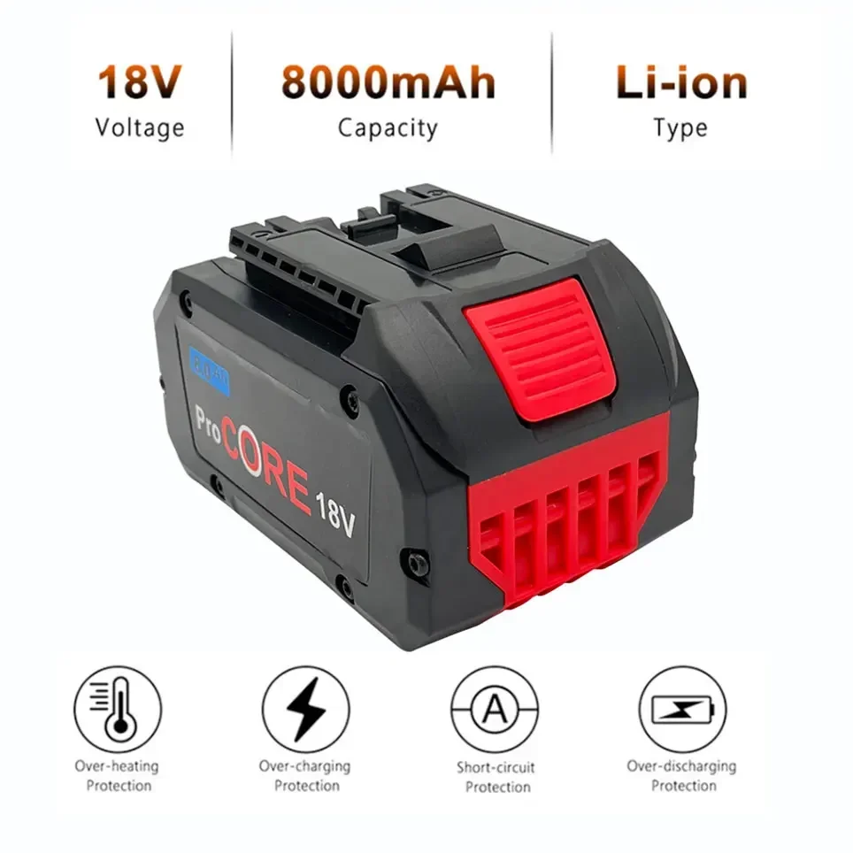 Bosch 18V 6.0AH 8.0AH 10.0AH Professional System Cordless Tool BAT618 BAT609 GBA18V80 21700 Battery ProCORE Replacement Battery