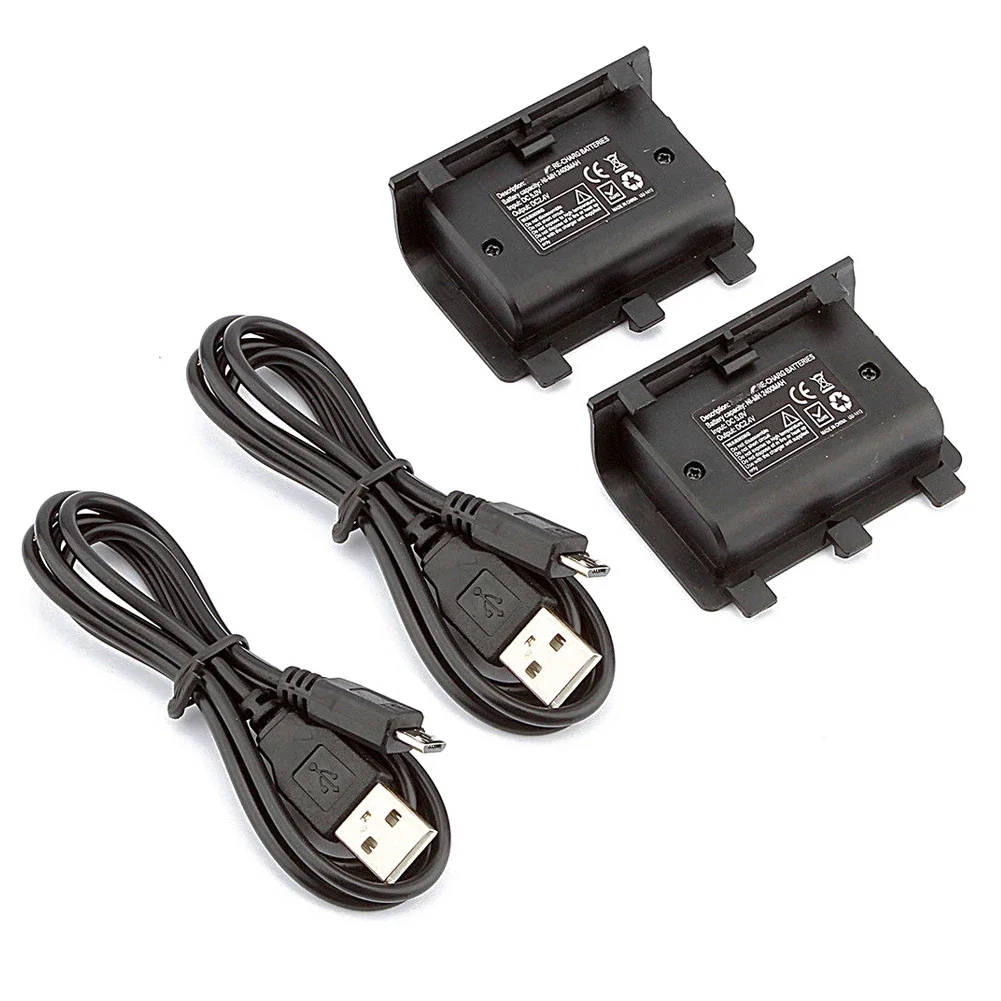 

2Pcs 2400mAh High Capacity Rechargeable Battery with USB Cable for Xbox One Wireless Controller Extended Life Joypad Power Pack