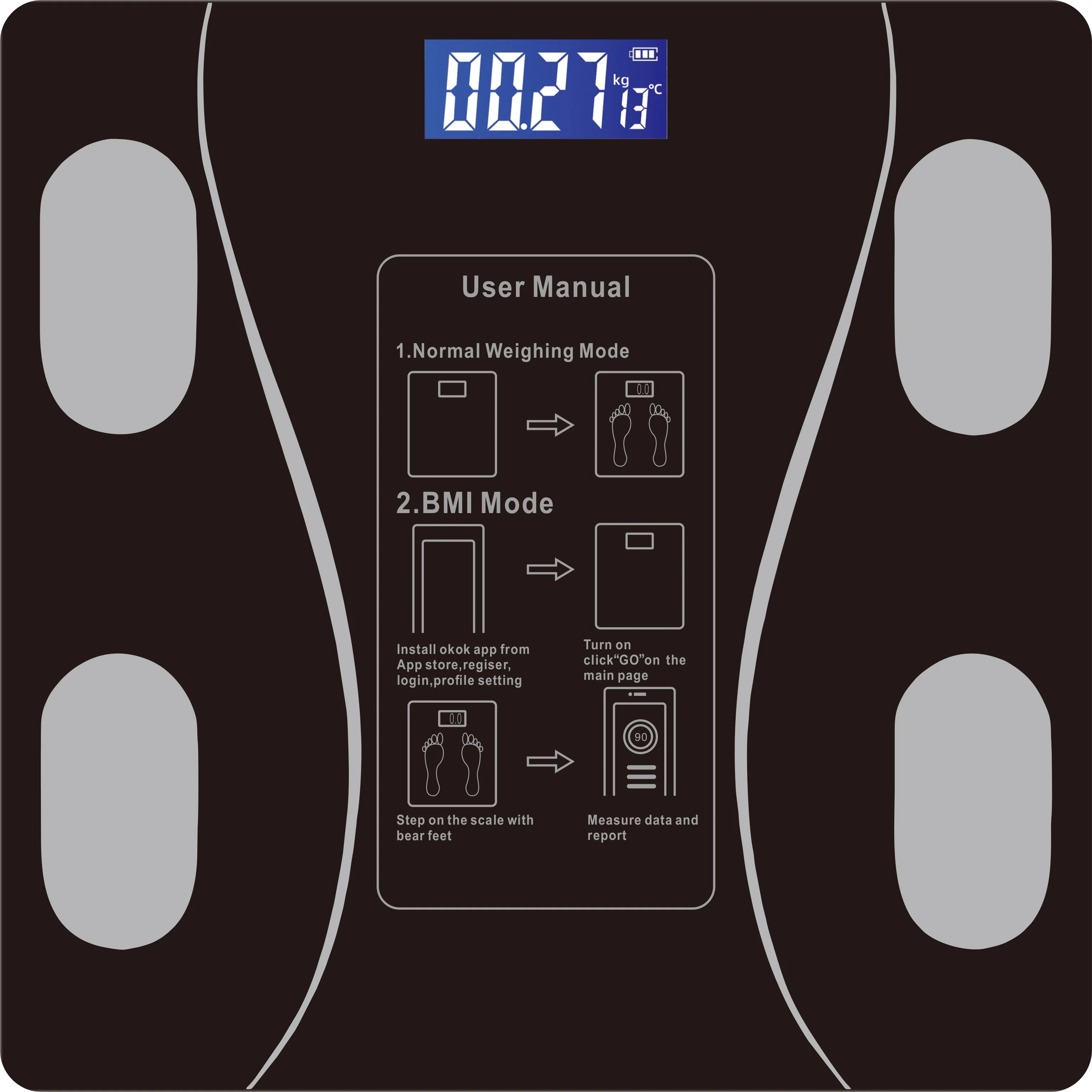 Intelligent Digital Weight And Fat Scale, Bathroom Smart Weighing Machine, Body Fat Scale, Body Composition Analyzer With Smartp