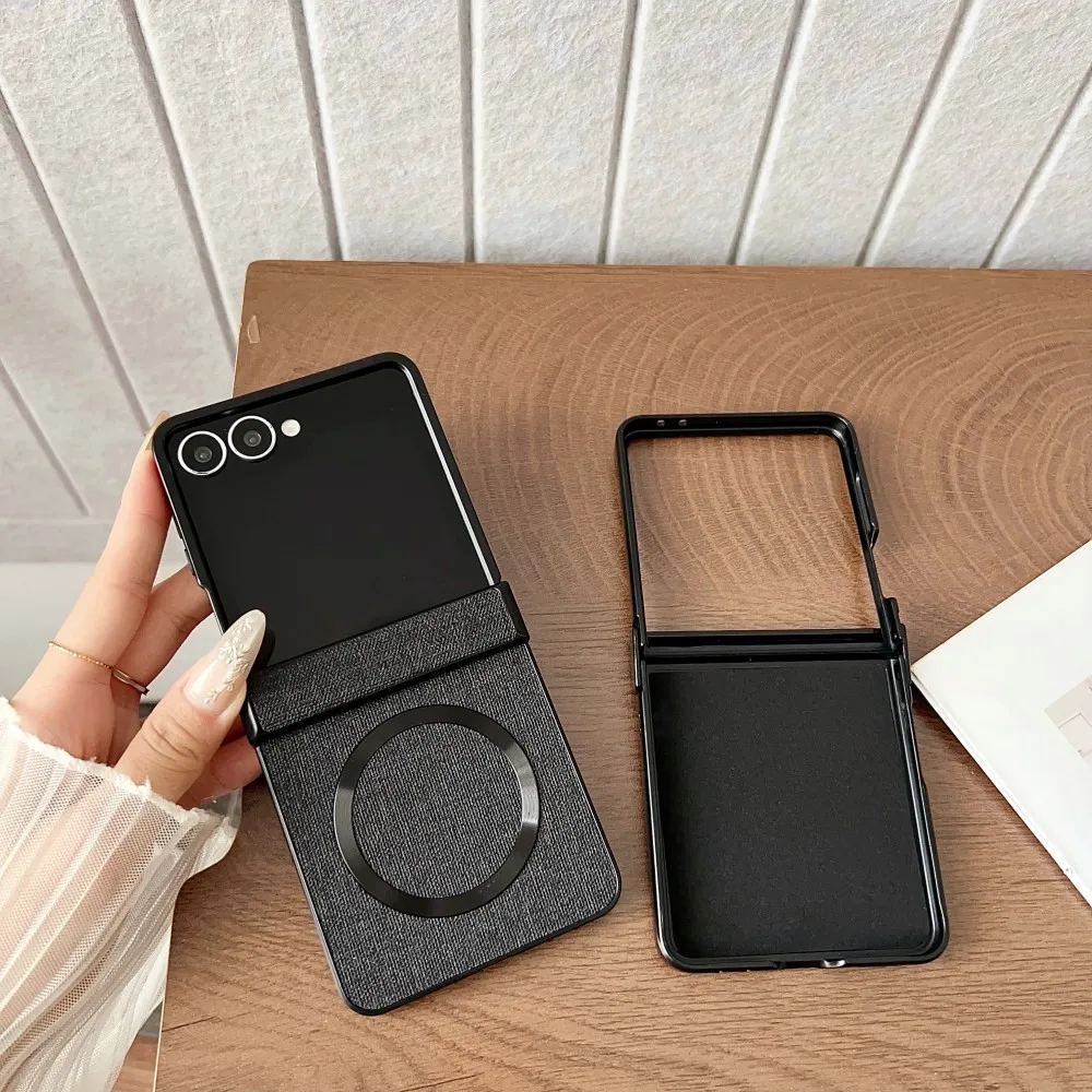 Business Simple Fabric Nylon PC for Magsafe Phone Case For Samsung Galaxy Z Flip 8 7 FE 6 5 4 3 5G Hinge Protect Anti-drop Cover view 5