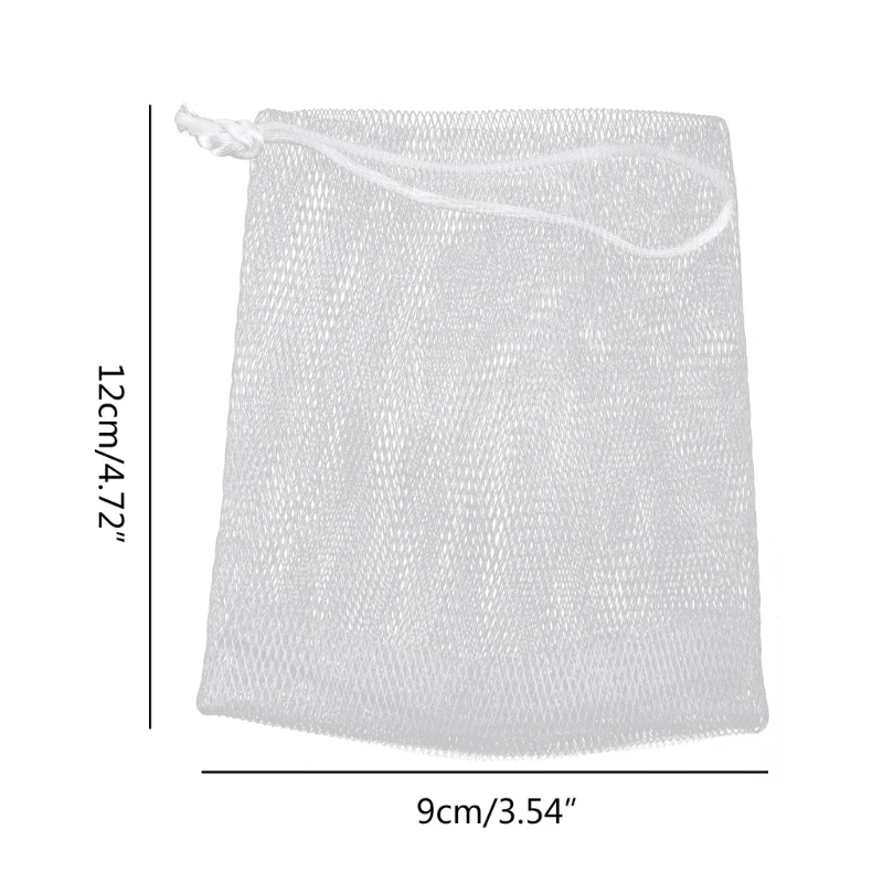 10PCS Exfoliating Mesh Soap Bubble Foam Double Layer Net Soap Saver Bag Drawstring Holder Bags