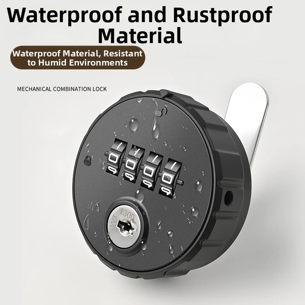 Mechanical Combination Lock- With Backup Key, 4-Digit Resettable Cabinet Lock- For File Drawer Office Home, ABS Alloy Security