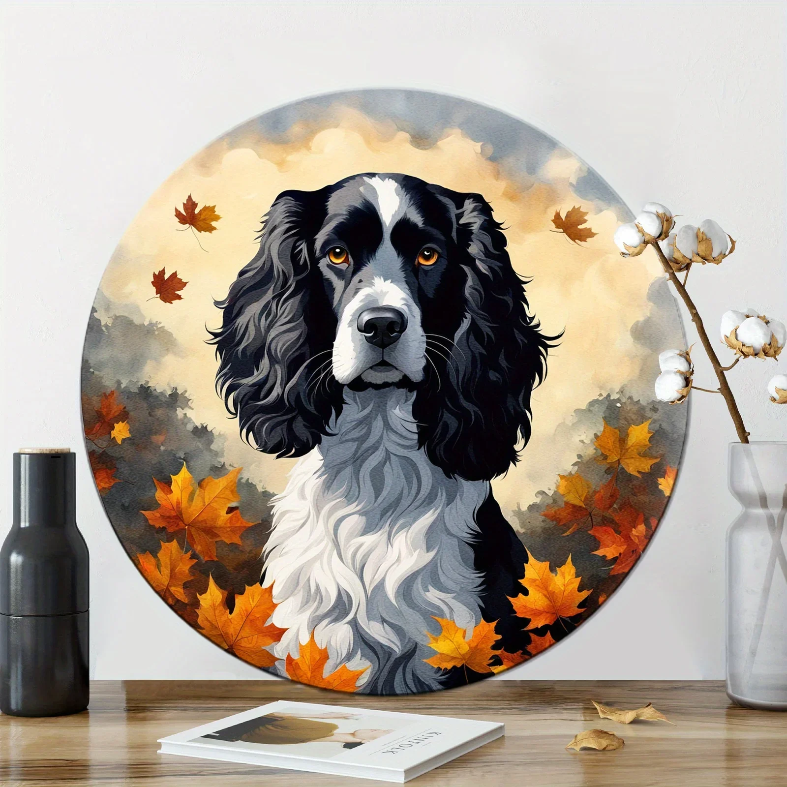 Cocker Spaniel-cartel de aluminio redondo para colgar en la pared, cartel de perro bonito, arte decorativo para restaurante, Bar, cafetería, regalos para mujer