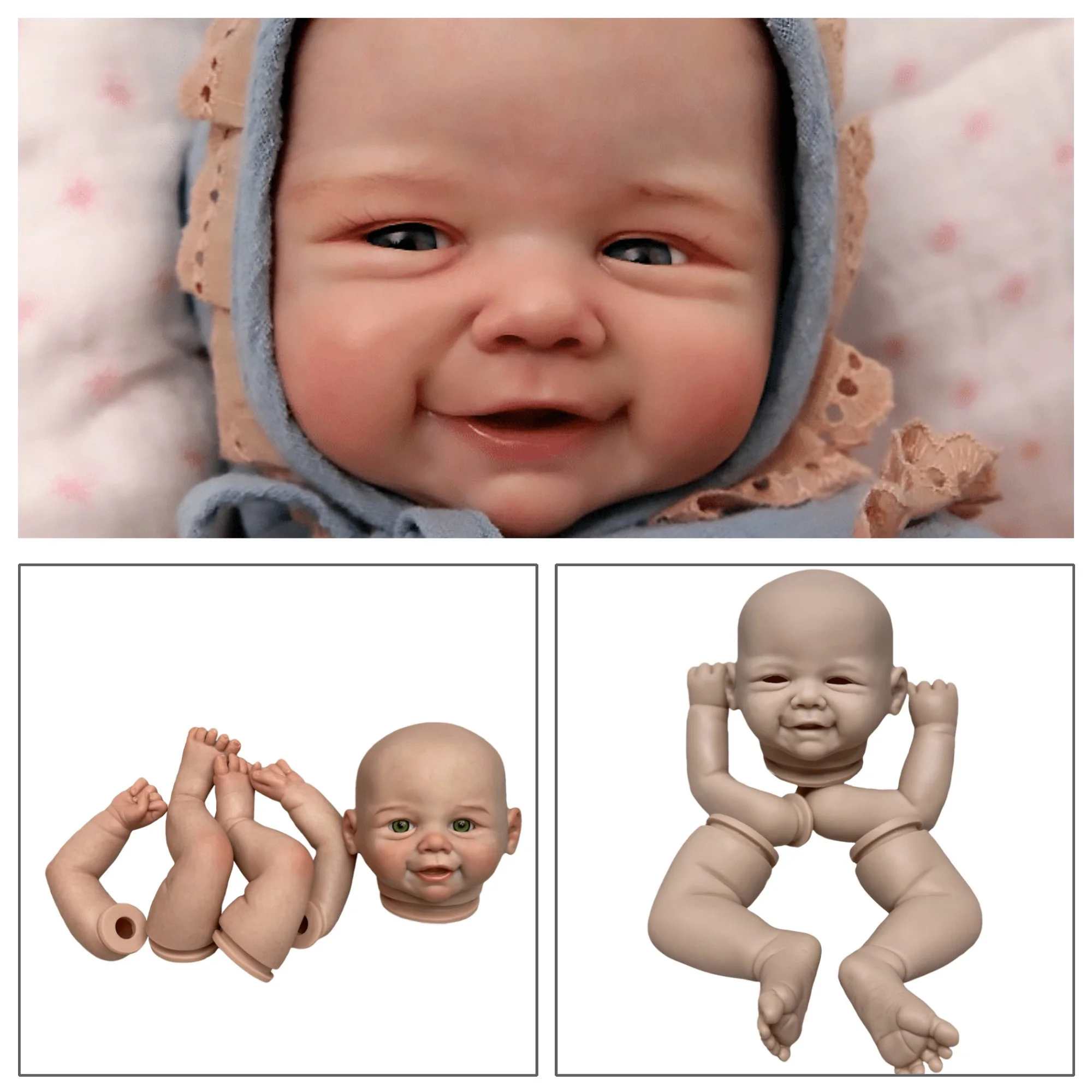 18 Inch Bebe Reborn Kit Vivienne Realistic Painted/Unpainted Handmade DIY Smile Reborn Doll Kit Reborn Sin Pintar