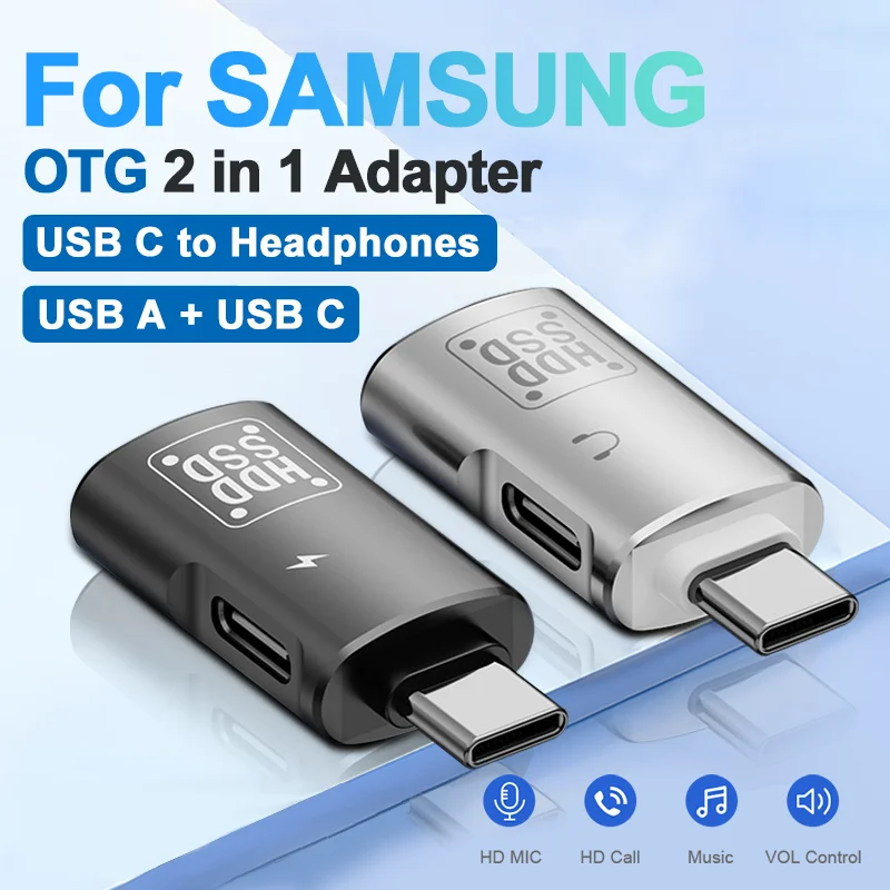 OTG Adapter Type C to USB 3.1 U Disk Reader Audio Headphone Converter USB C Fast Charger For Samsung Galaxy S24 S23 S22 21 Ultra