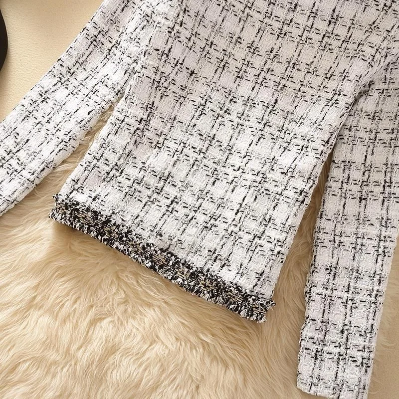 Women\'s Jacket Women\'s Jackets Spring new Trendy Ladies Short Joker Temperament Small Fragrant Tweed Coat Tweed Coat Cardigan
