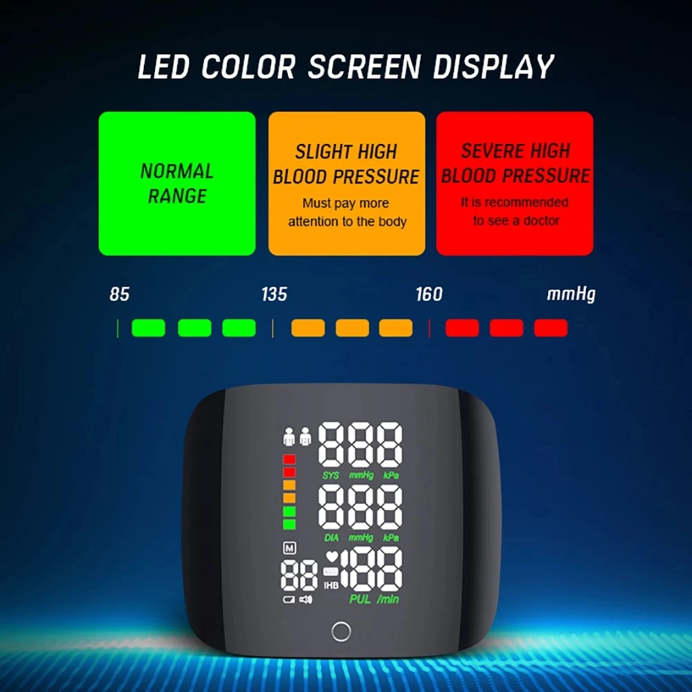 Exigível inteligente tela de toque lcd voz pulso monitor pressão arterial digital automático bp tonômetro freqüência cardíaca esfigmomanômetro