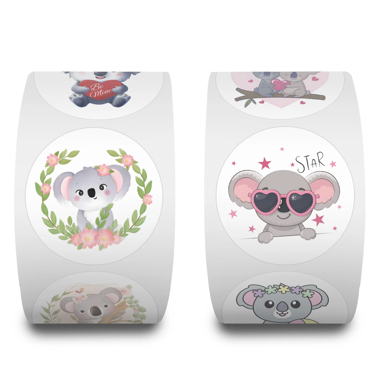 100-500pcs Cute Koala Bear Stickers Sealing Animal Kids Sticker Decor Circle Seal Label Birthday Reward Gift Stationery Sticker