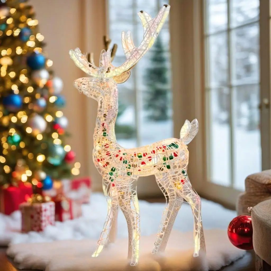 3 Pcs Multicolor Acrylic Reindeer Christmas Decorations - 47.2 Inch Holiday Charm