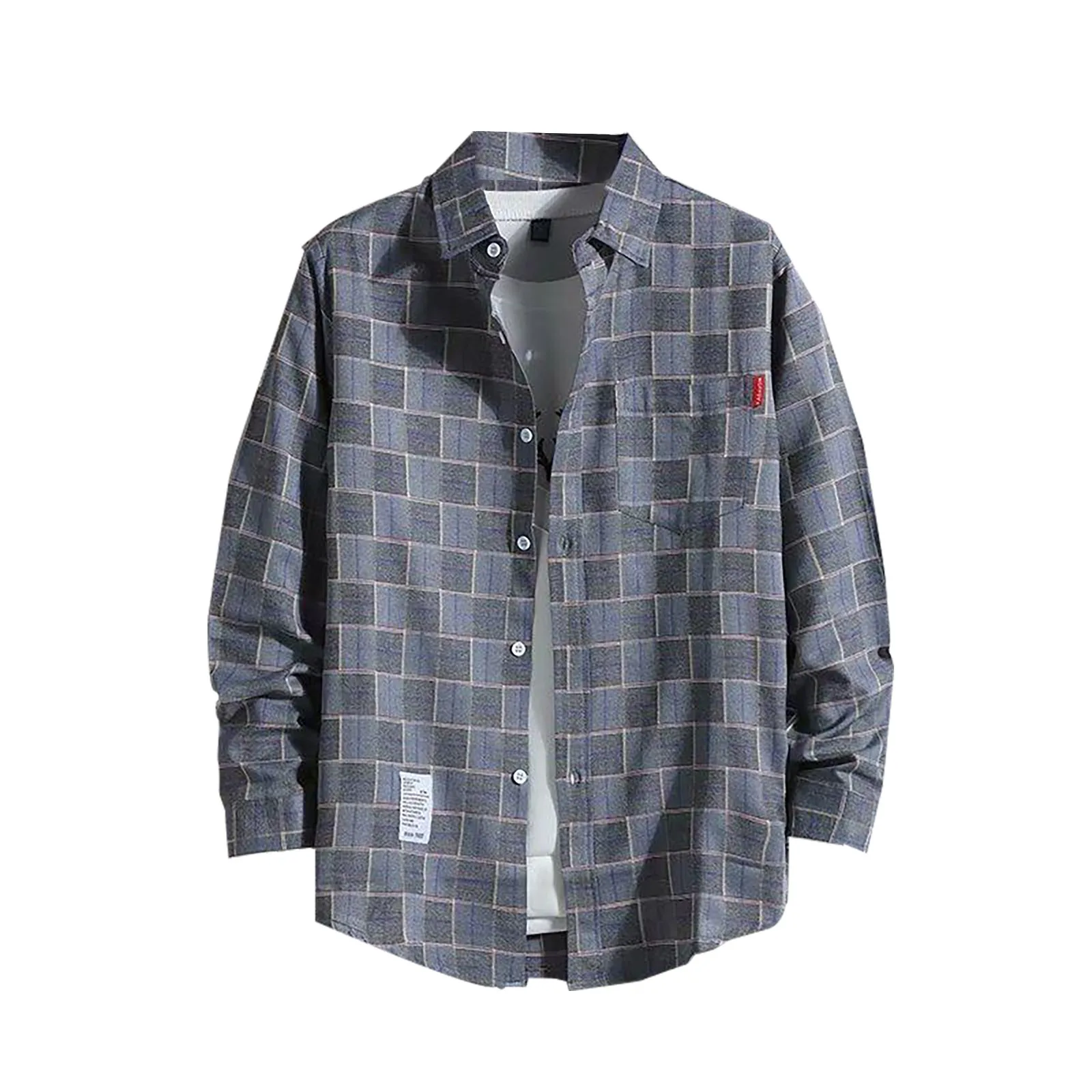 Chemise à carreaux à manches longues pour hommes, chemise boutonnée à revers, vêtements décontractés, rue rétro, hip hop, printemps, automne, adt, y2k