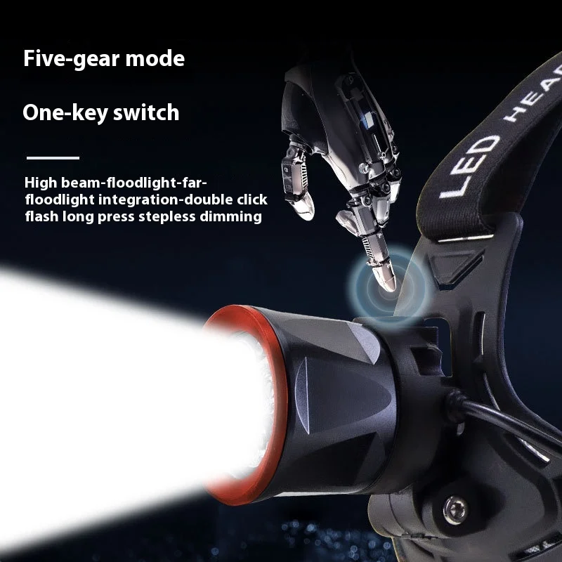 Linterna frontal potente recargable 3 + 1 Led, linterna portátil para exteriores, pesca, caza, Camping